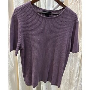 Vintage Laura Scott Cable Knit Sweater Size 16/18 Purple Preppy Heritage Tennis
